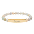 Engravable Natural Stone Bead Stretch Bracelet — Personalized Bar Bracelet