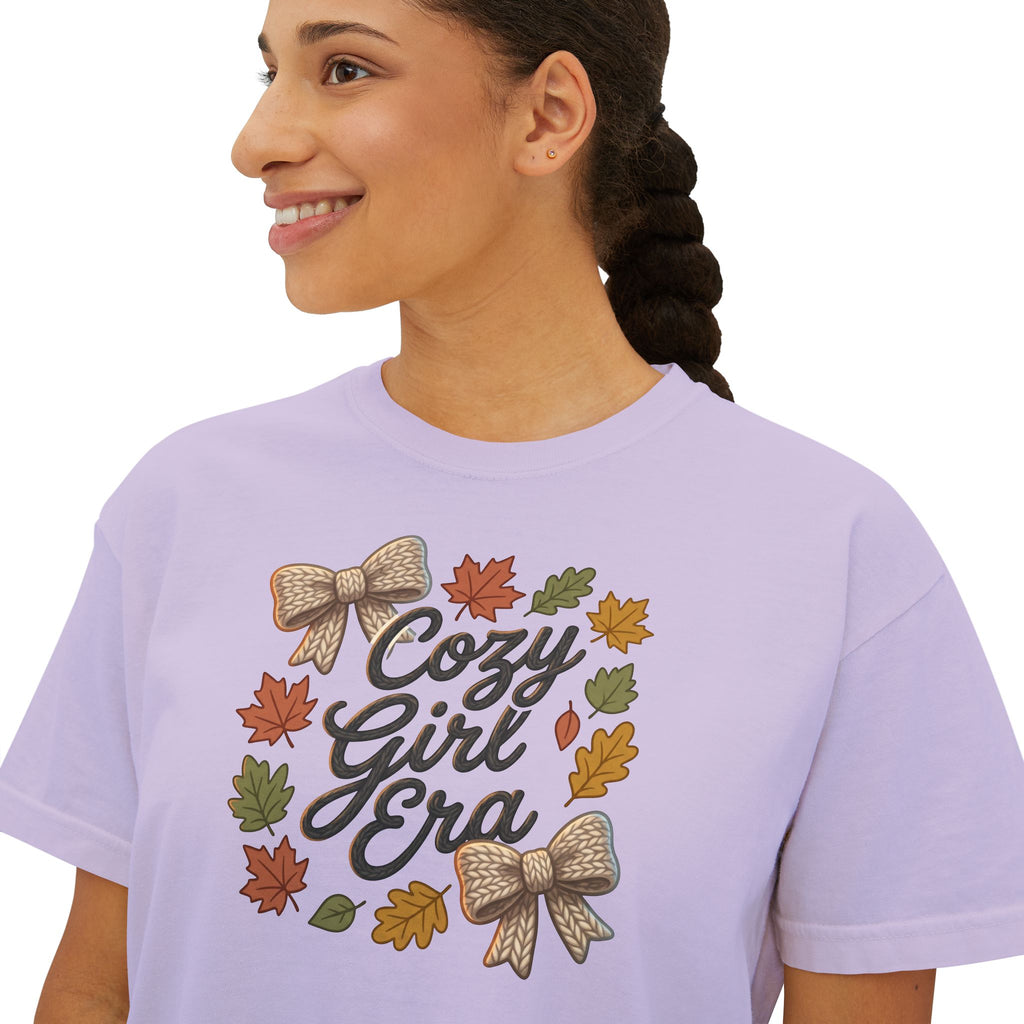 Cozy Girl Era Tee — Fall Leaf Wreath Graphic