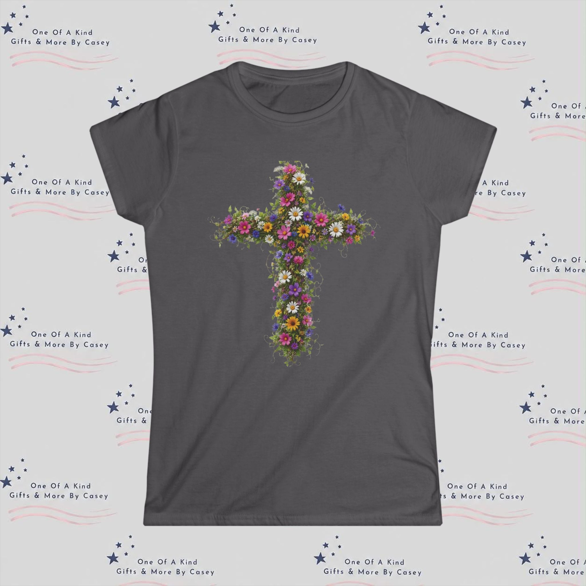 Floral Cross Women's Tee —  Spring Bouquet Shirt