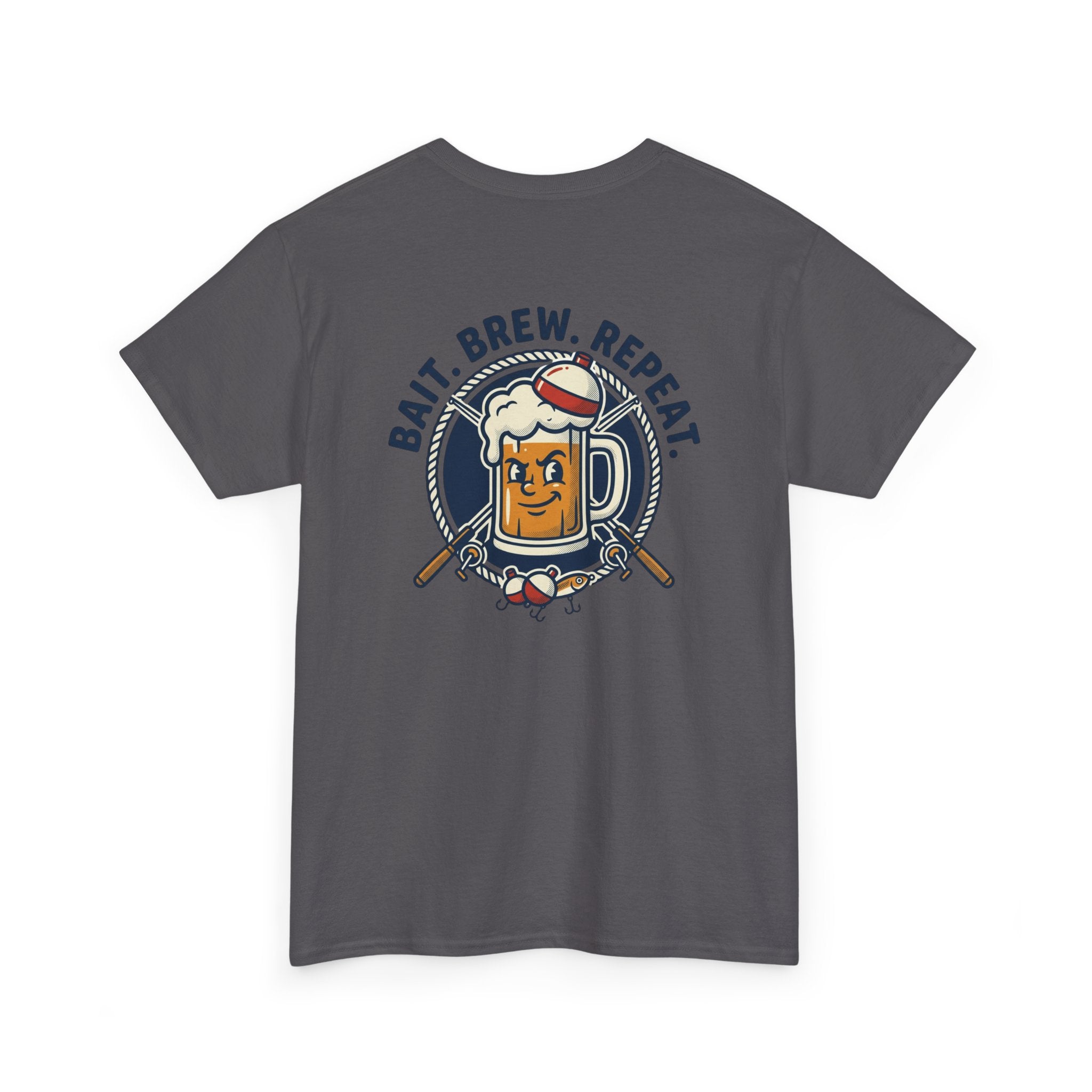Beer & Fishing T-Shirt — “Bait. Brew. Repeat.” Graphic Tee