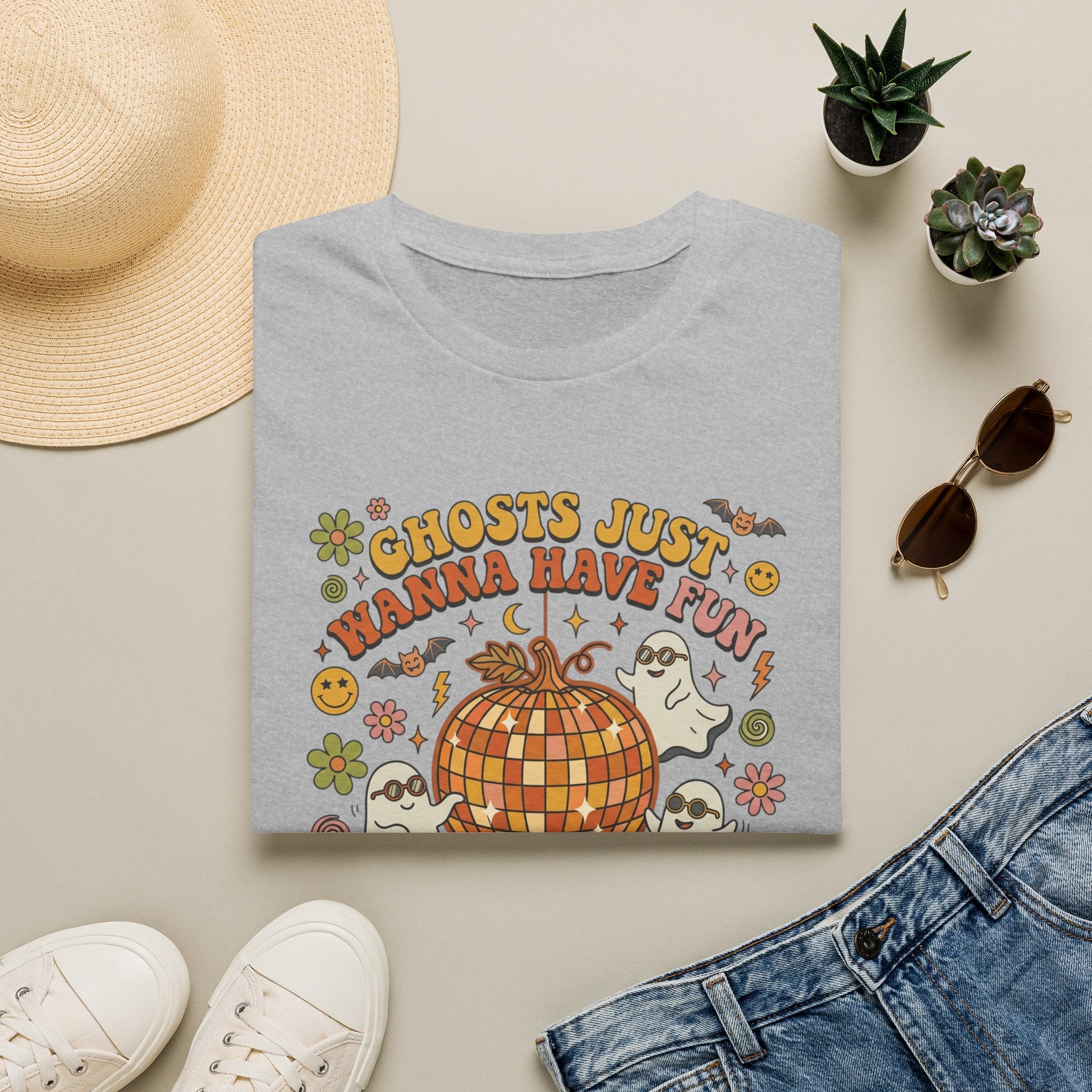 Ghosts Just Wanna Have Fun T-Shirt — Retro Halloween Disco Pumpkin Tee