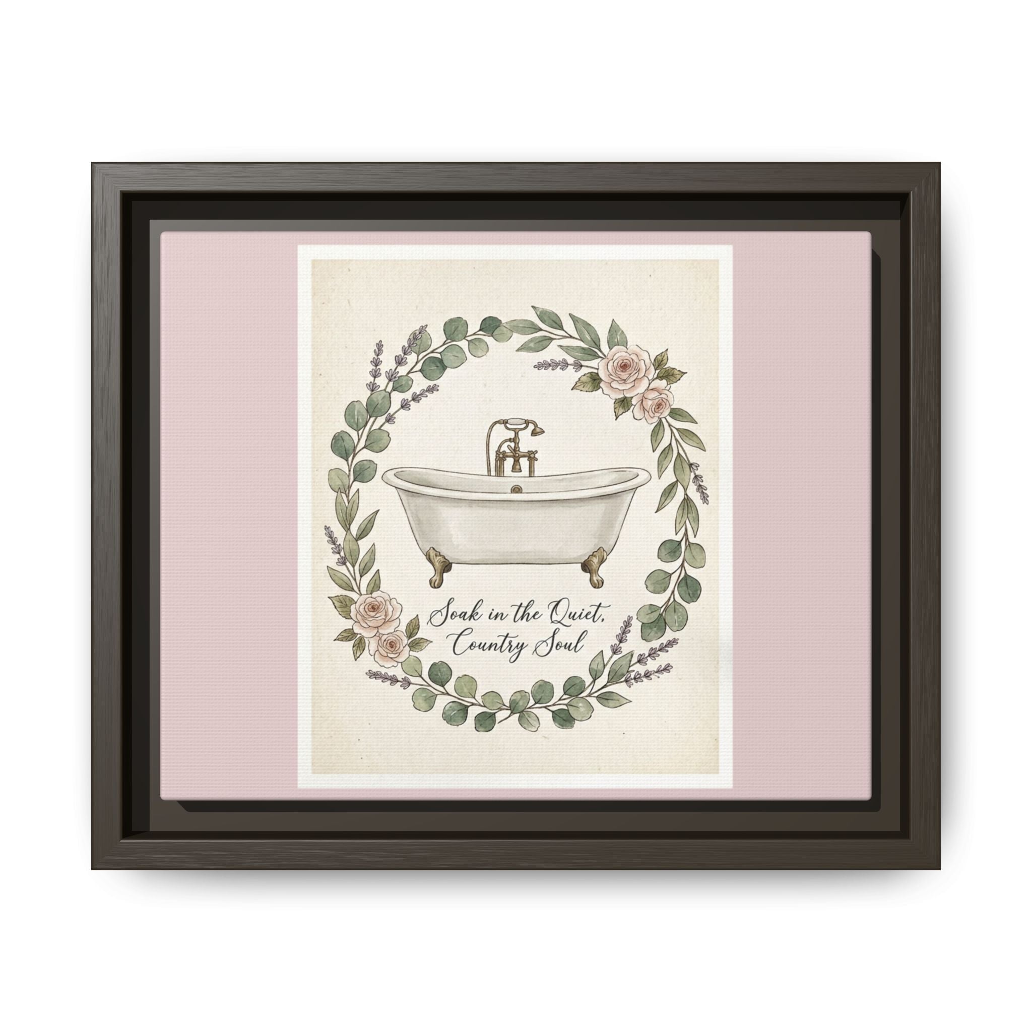 Framed Canvas Wall Art - 'Soak in the Quiet, Country Soul' Vintage Bath Print