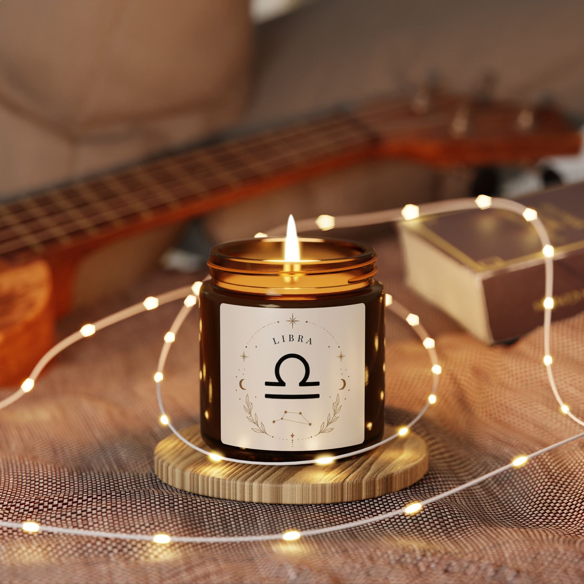 Libra Zodiac Soy Candle — Amber Jar Scented Candle (Multi-Size)