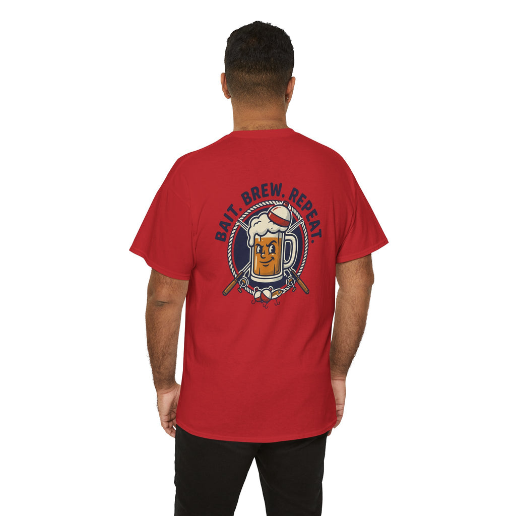 Beer & Fishing T-Shirt — “Bait. Brew. Repeat.” Graphic Tee