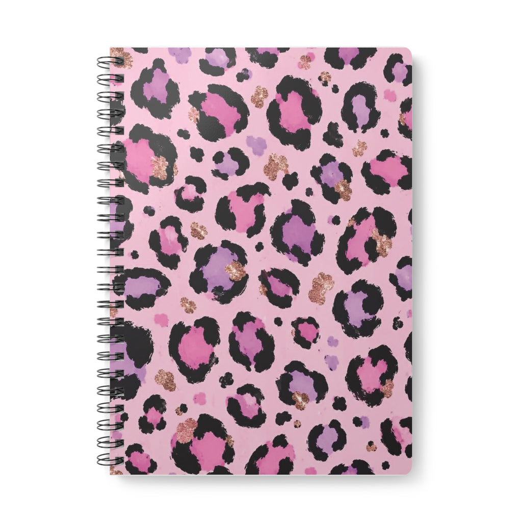 Pink Leopard A5 Wirobound Notebook — Lined Journal for Notes & Planners