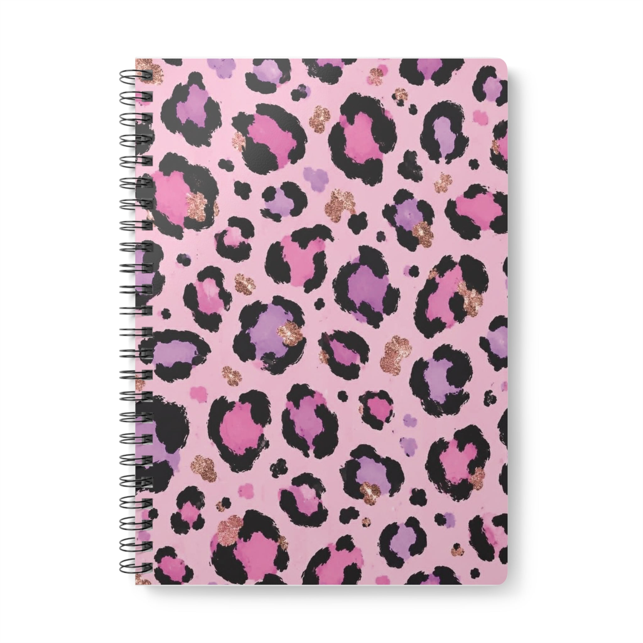 Pink Leopard A5 Wirobound Notebook — Lined Journal for Notes & Planners