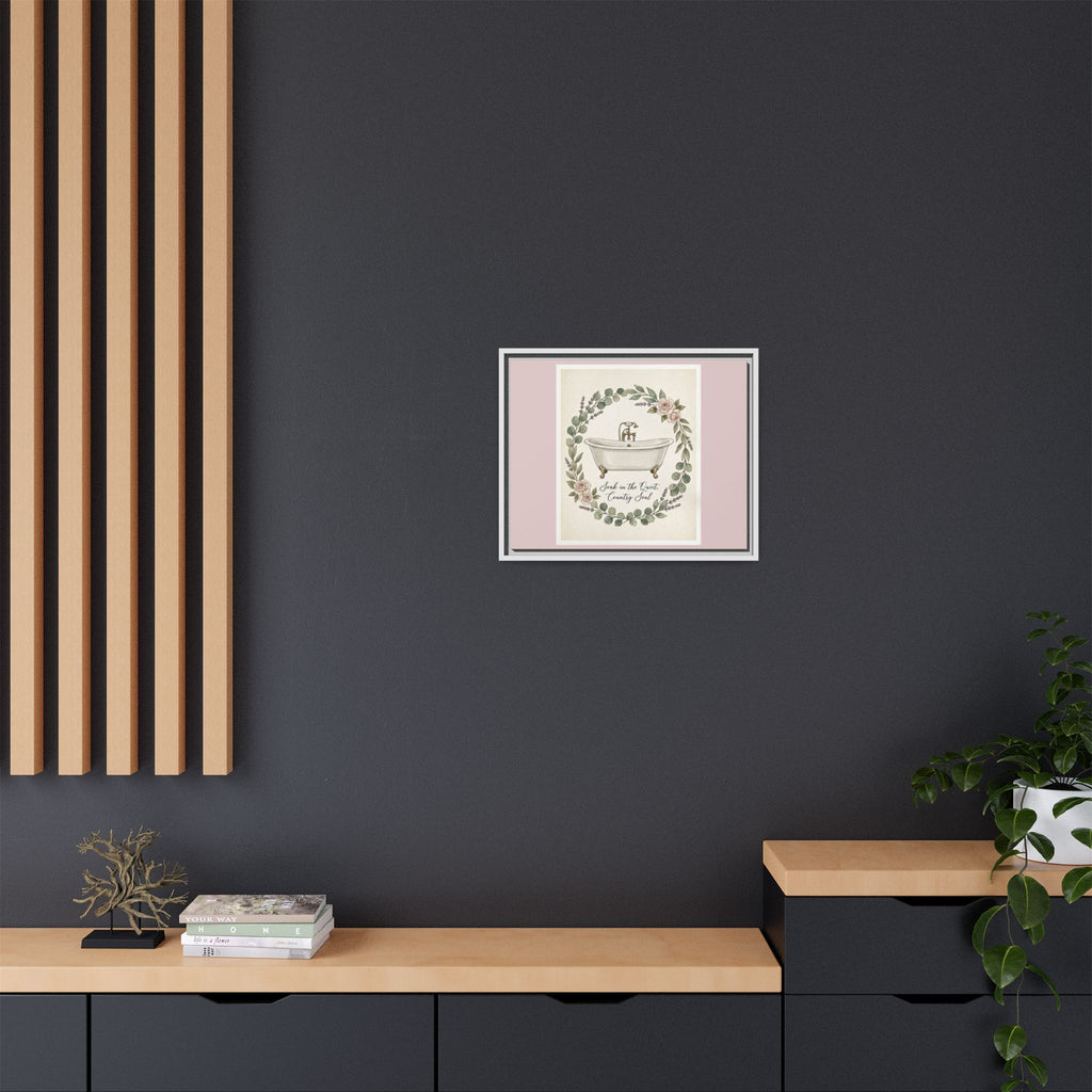 Framed Canvas Wall Art - 'Soak in the Quiet, Country Soul' Vintage Bath Print