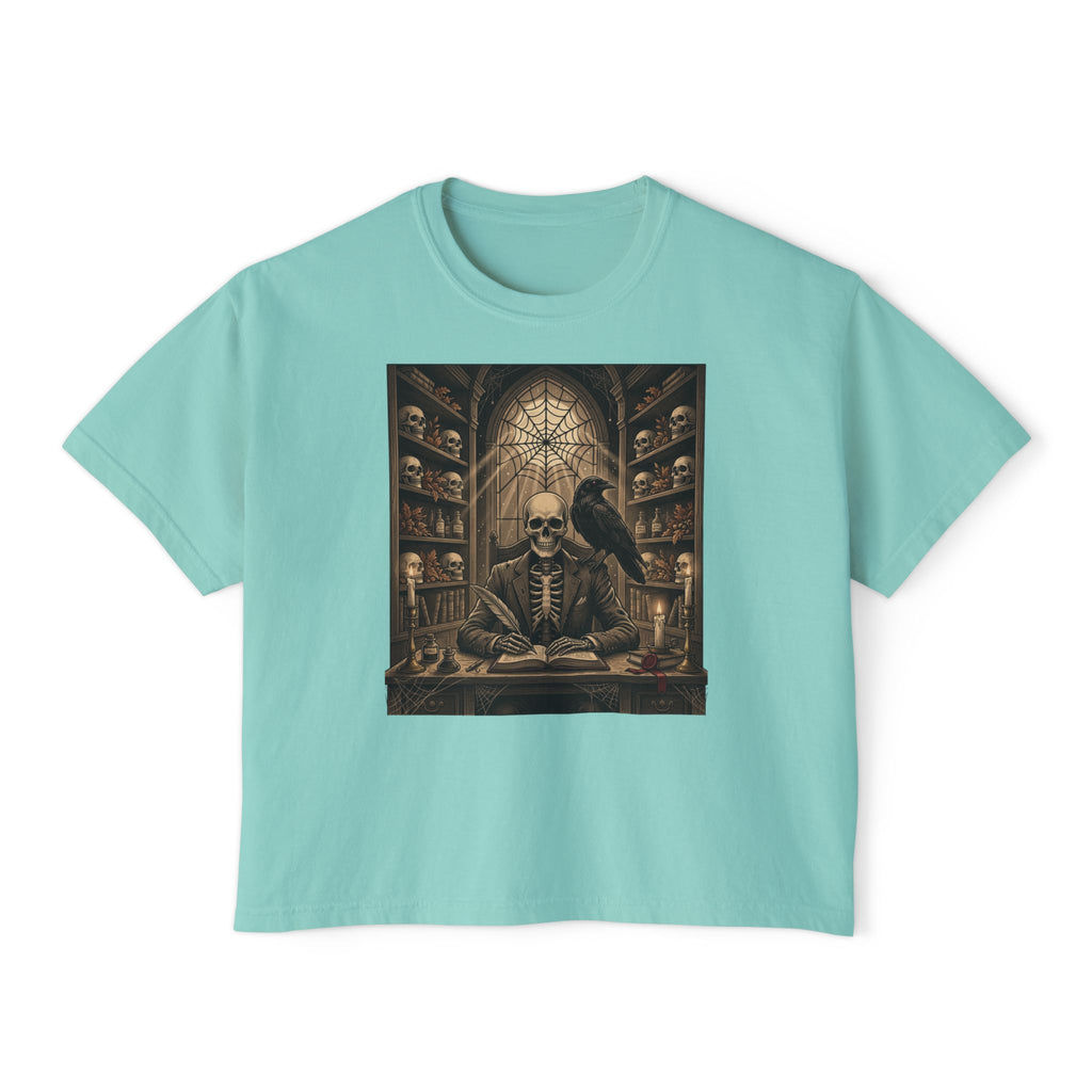 Gothic Apothecary Skull Tee — Raven & Spellbook Women's Boxy T-Shirt