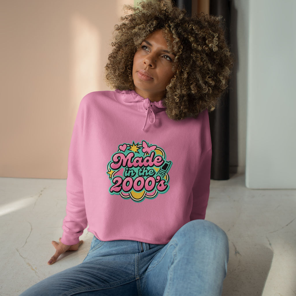 Made in the 2000s Crop Hoodie – Retro Y2K Graphic Cropped Sweatshirt