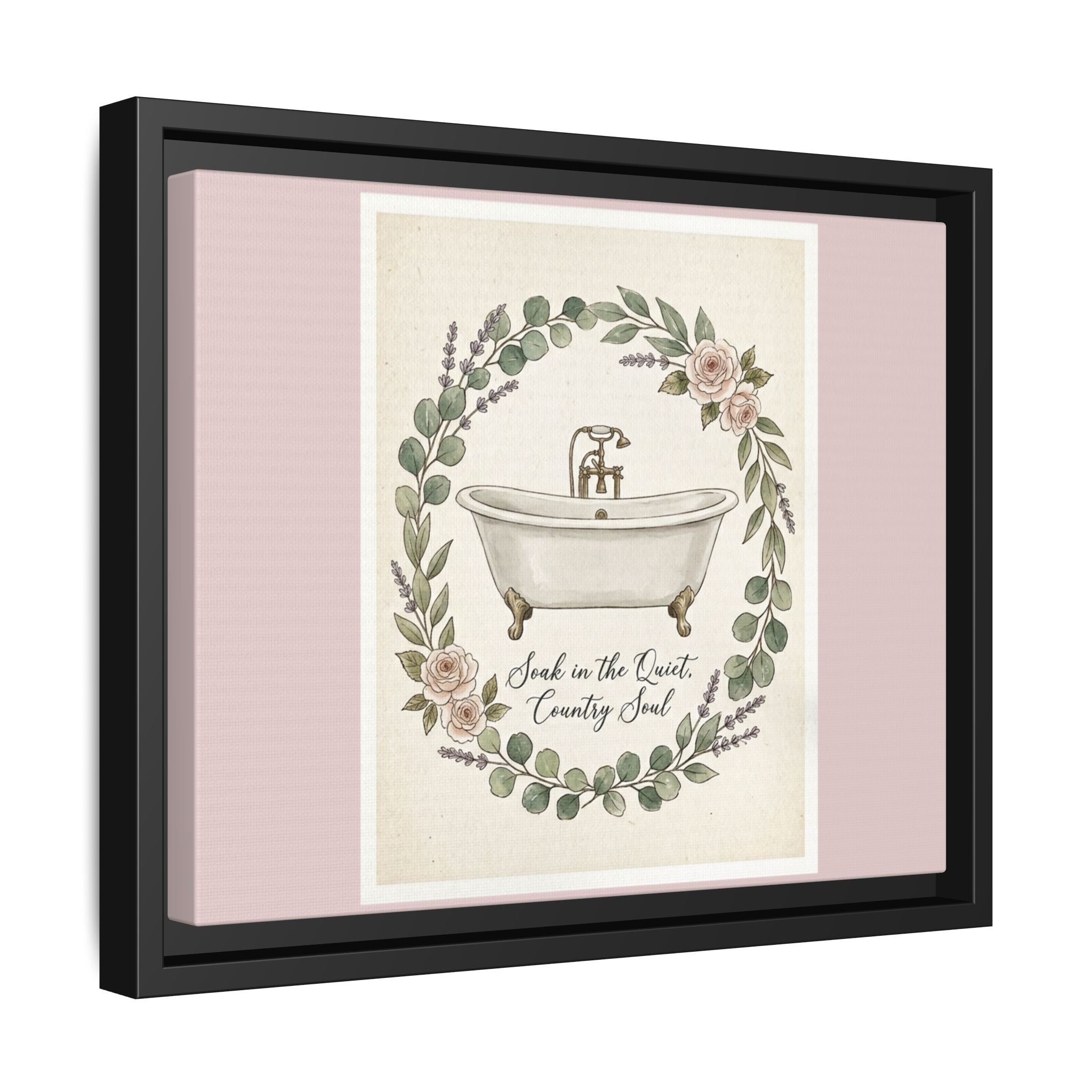 Framed Canvas Wall Art - 'Soak in the Quiet, Country Soul' Vintage Bath Print