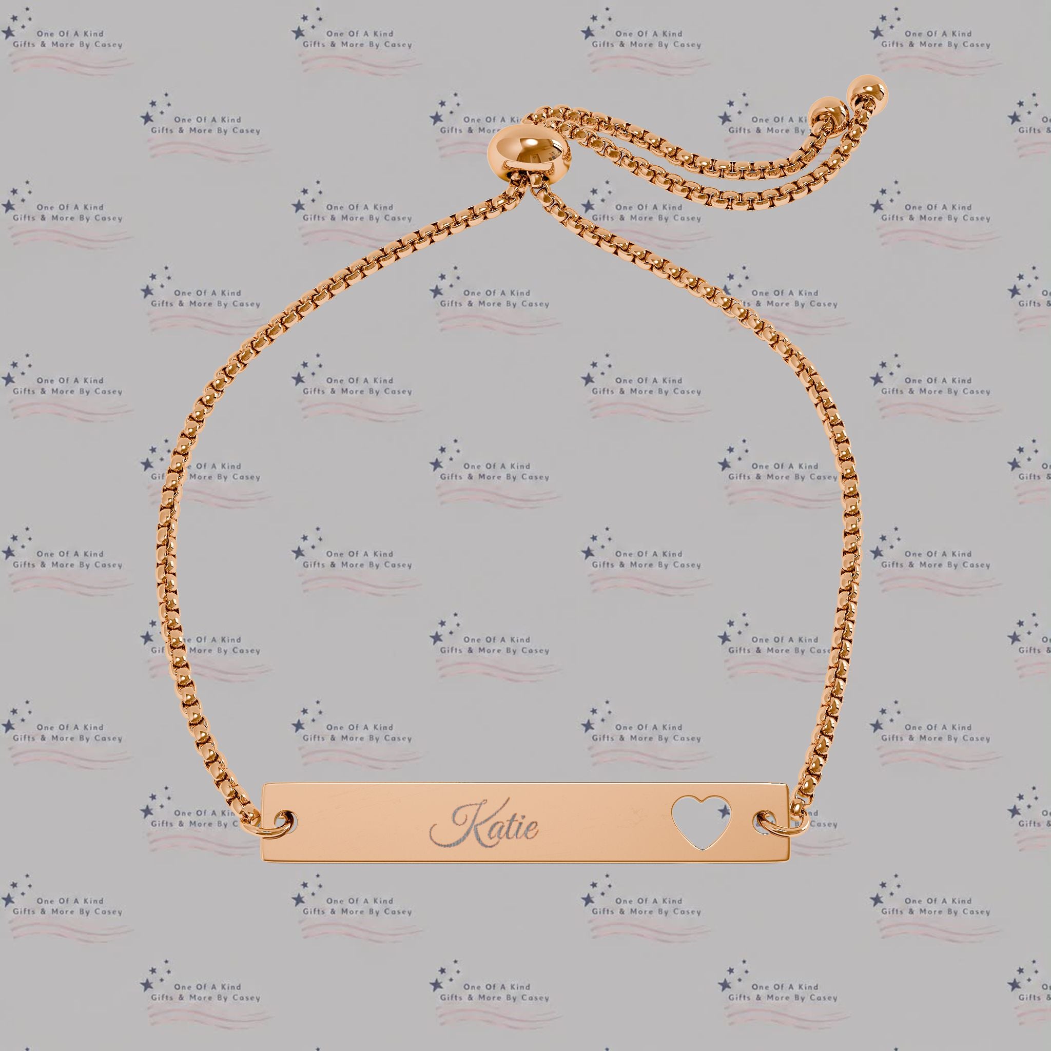 Engravable Heart Cutout Bar Bracelet — Adjustable Personalized Jewelry