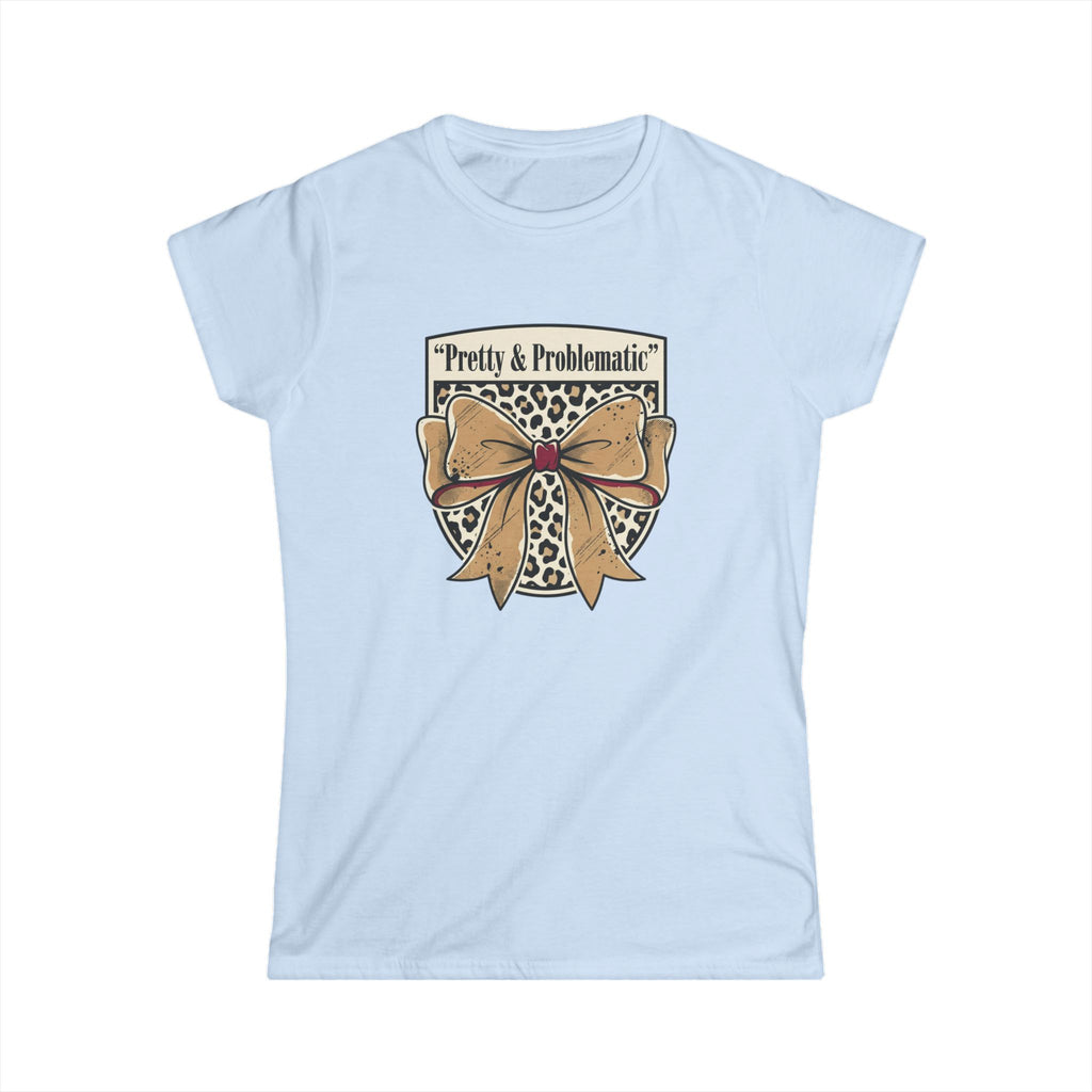 Pretty & Problematic Women's Tee — Leopard Bow Graphic Shirt