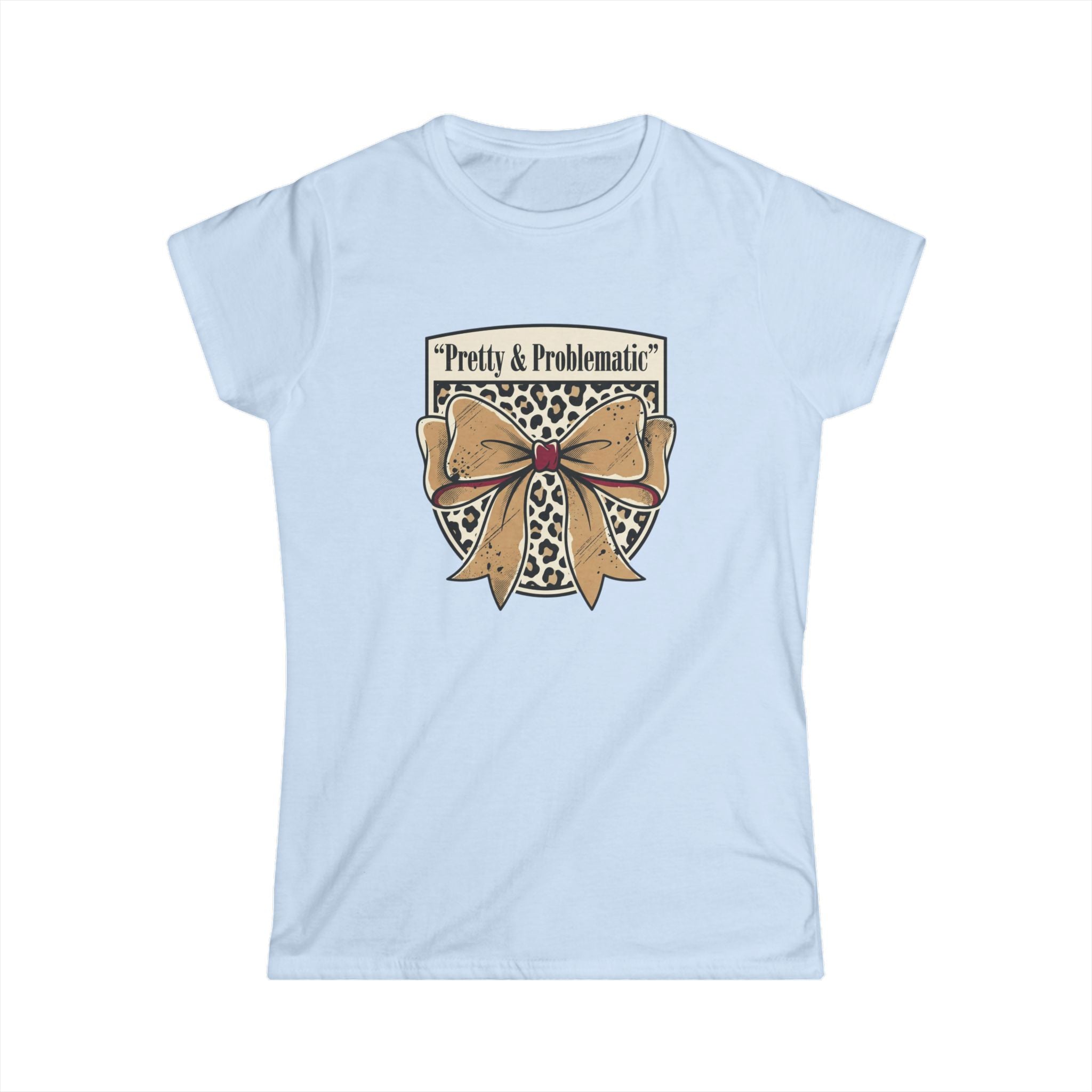 Pretty & Problematic Women's Tee — Leopard Bow Graphic Shirt