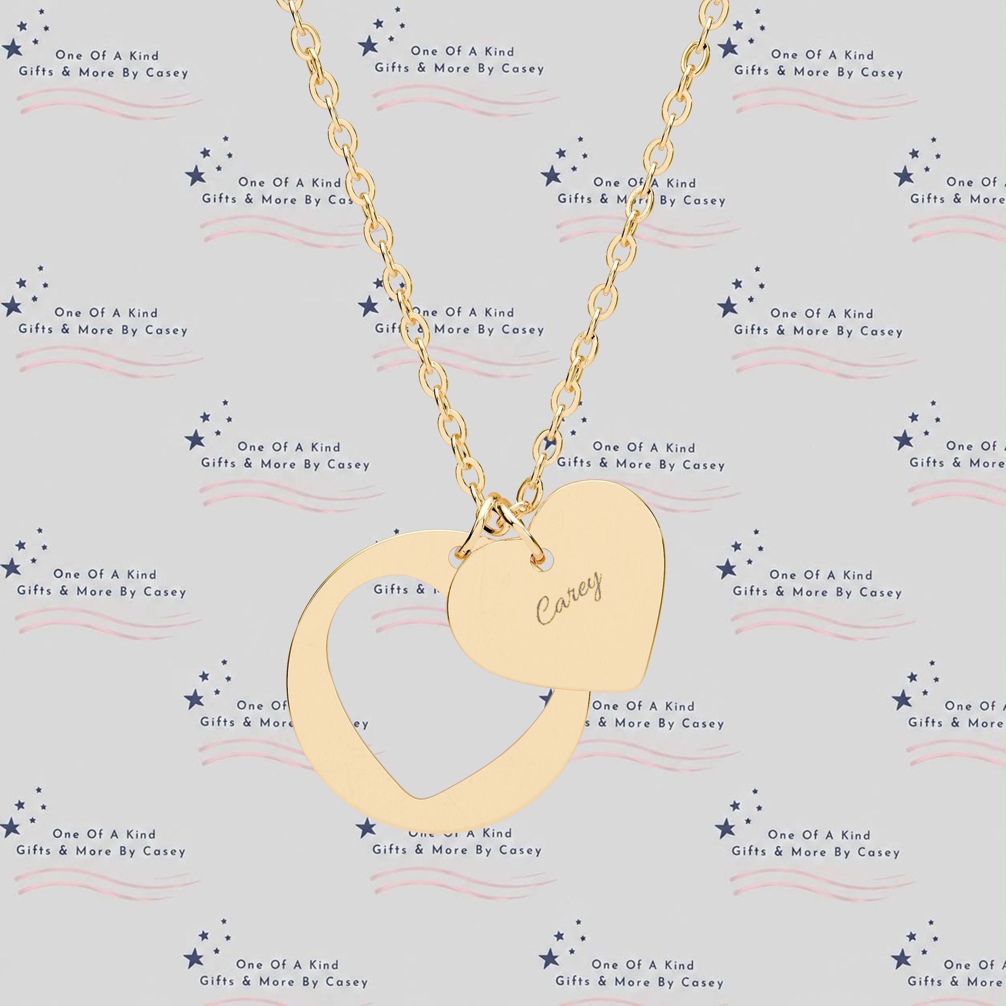 Personalized Heart Cutout Necklace — Engraved Name Pendant
