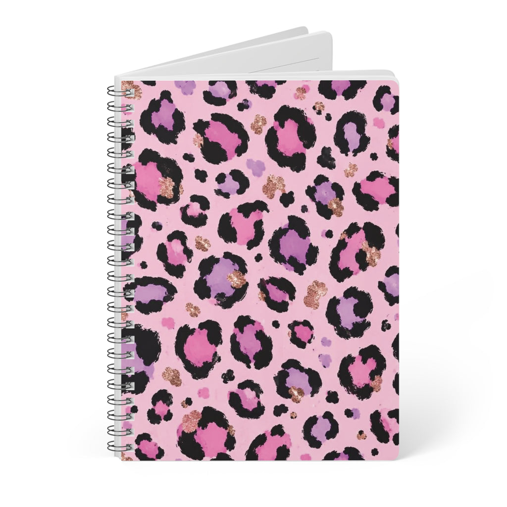 Pink Leopard A5 Wirobound Notebook — Lined Journal for Notes & Planners