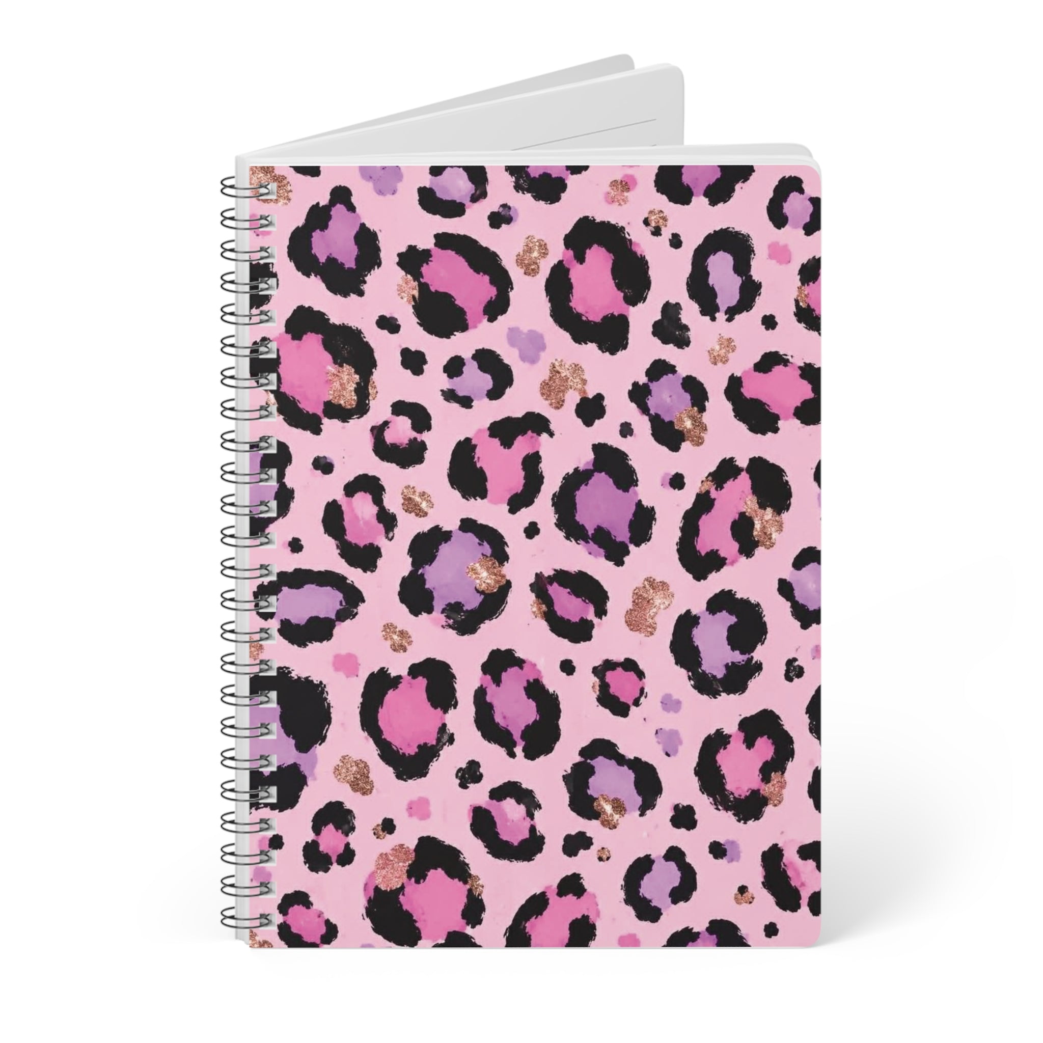 Pink Leopard A5 Wirobound Notebook — Lined Journal for Notes & Planners