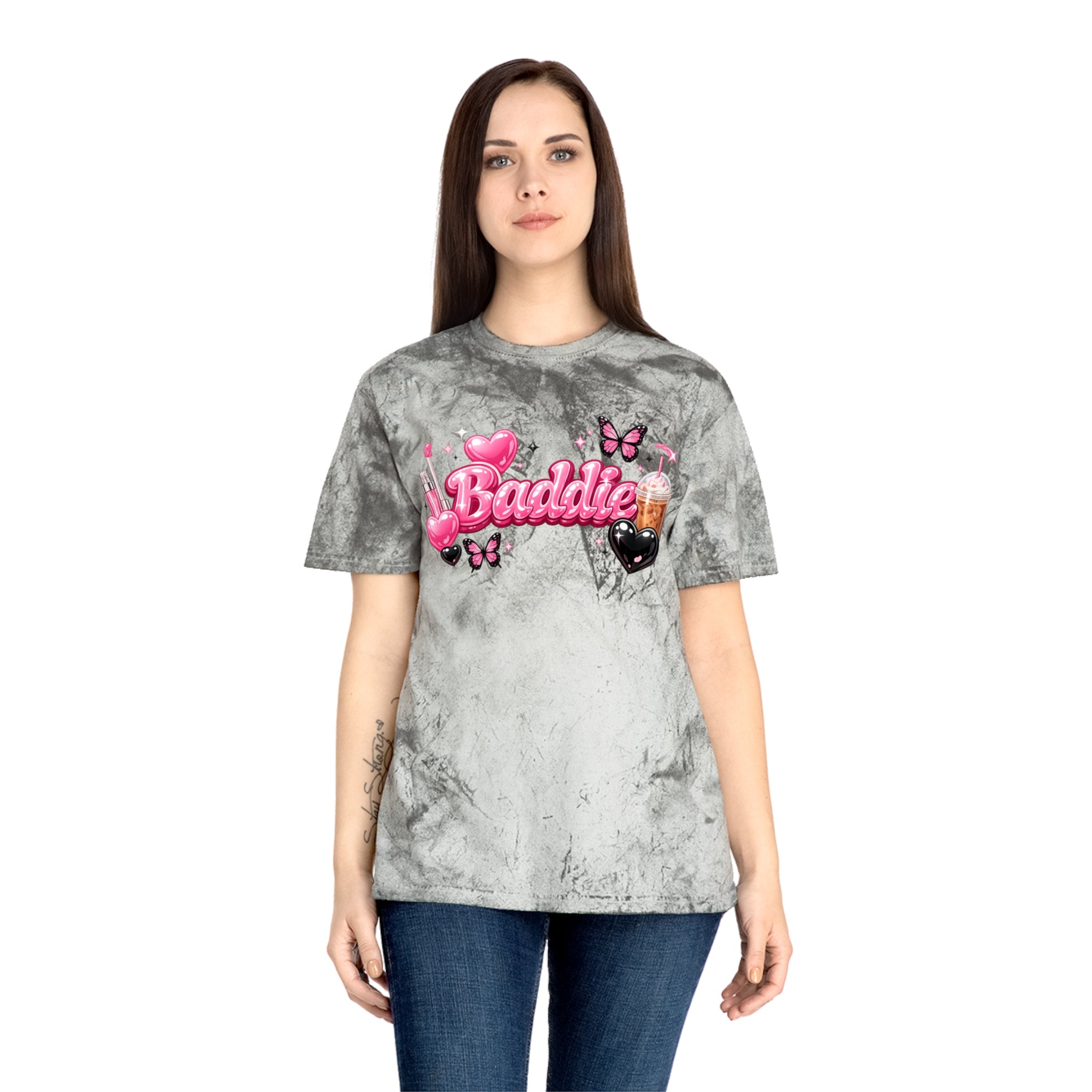 Baddie Pink Heart Graphic T-Shirt — Girly Butterfly Aesthetic Tee