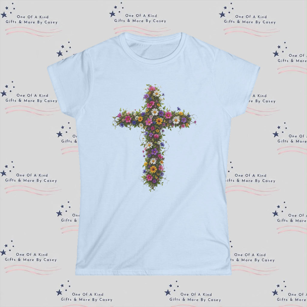 Floral Cross Women's Tee —  Spring Bouquet Shirt