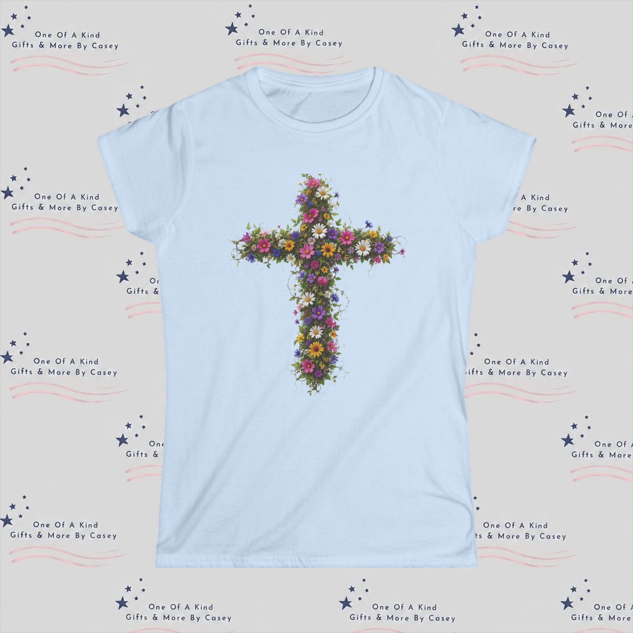 Floral Cross Women's Tee —  Spring Bouquet Shirt