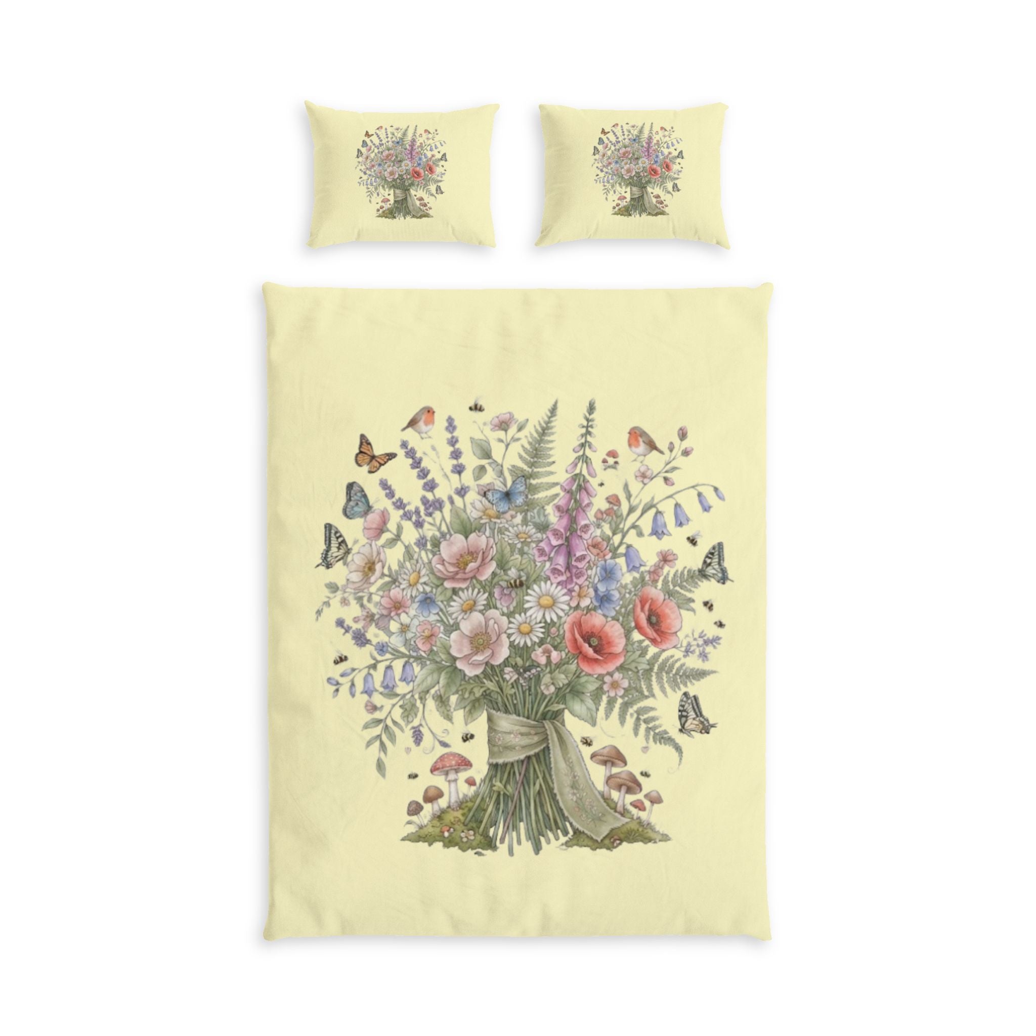 Floral Bouquet Cotton Bed Set – Vintage Wildflower Duvet Cover