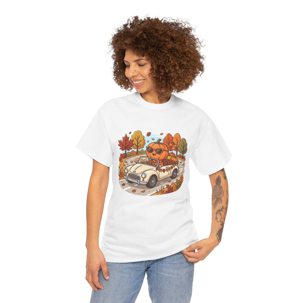 Autumn Roadtrip Tee — Pumpkin Driver Vintage Car Fall Shirt