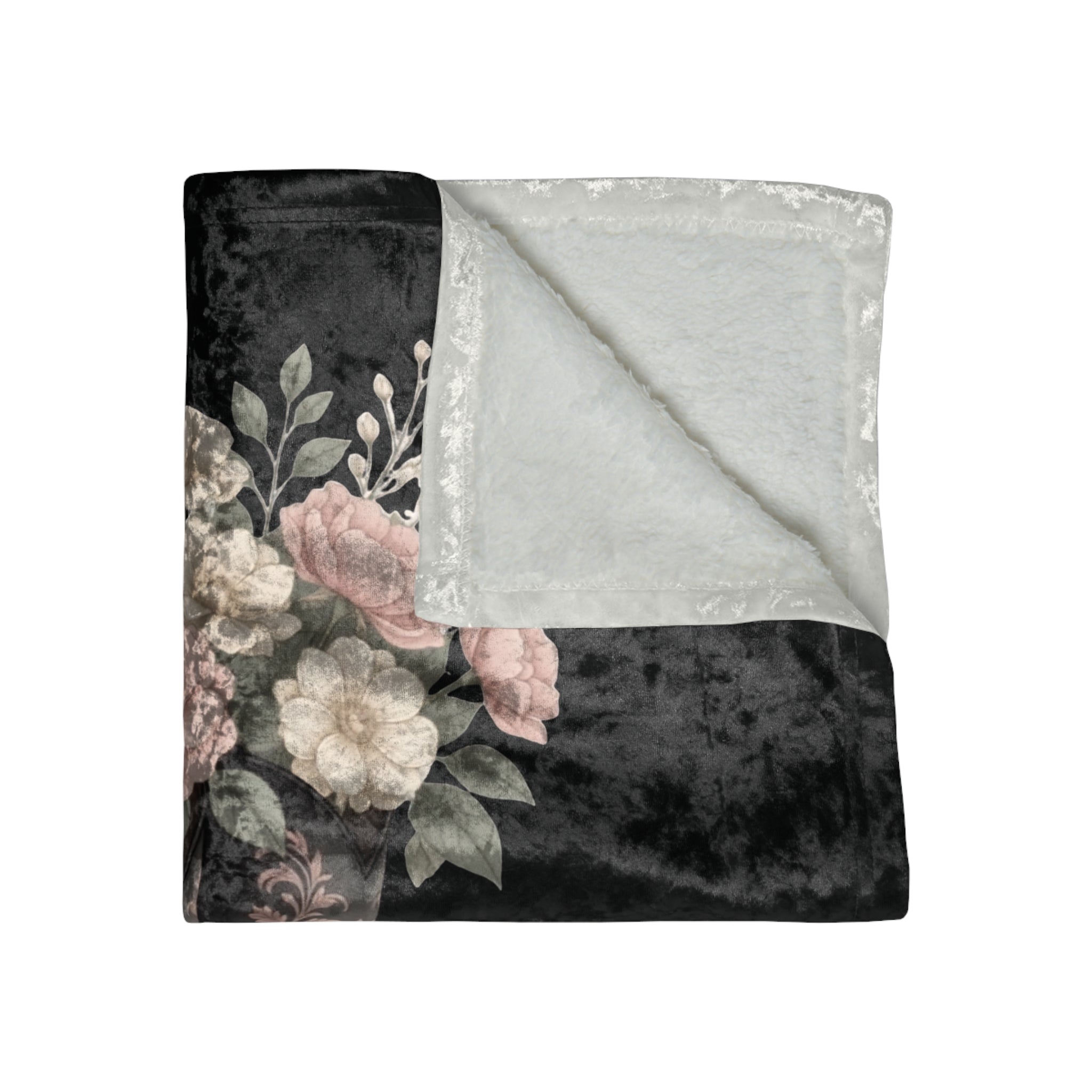 Crushed Velvet Blanket - Floral Cowboy Boots with 'Grow Through What You Go Through' Inspirational Throw