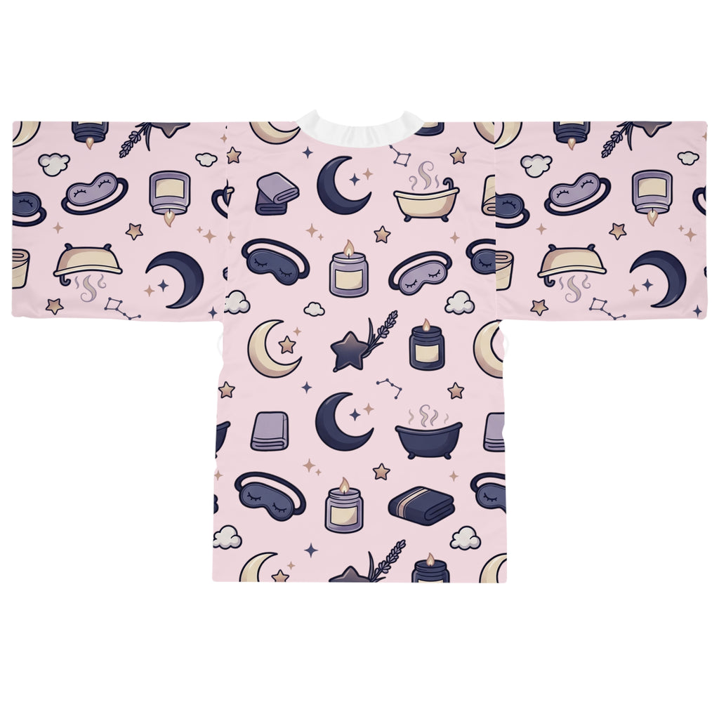 Sleepy Spa Kimono Robe — Bathtub & Moon All-Over Print