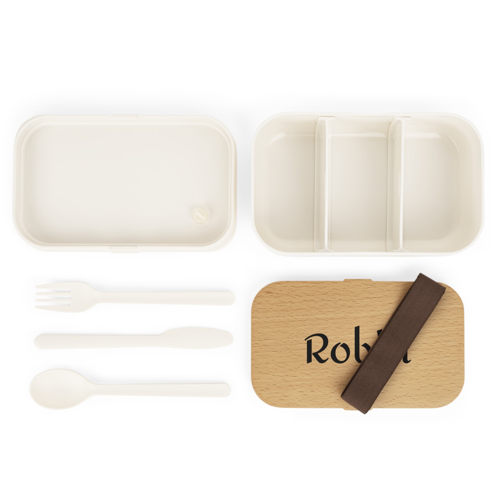 Bento Lunch Box — Personalized Wooden Top Bento Box with Elastic Strap