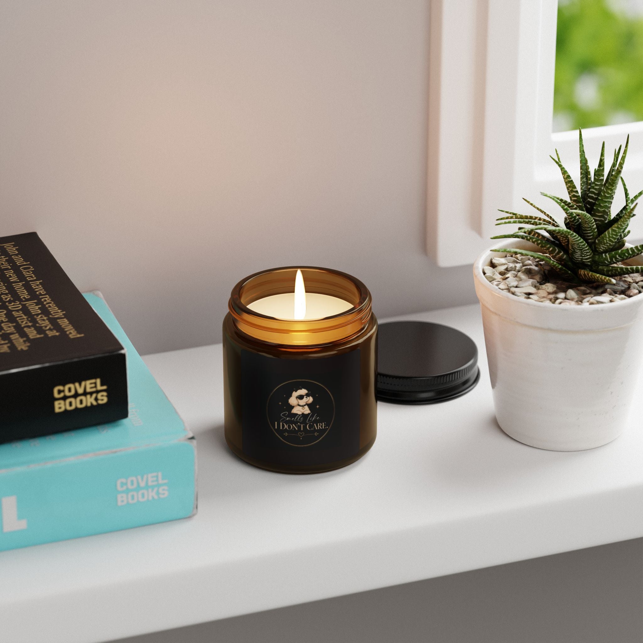 I Don't Care Scented Soy Candle — Amber Jar Aromatherapy Candle (Multi-Size)