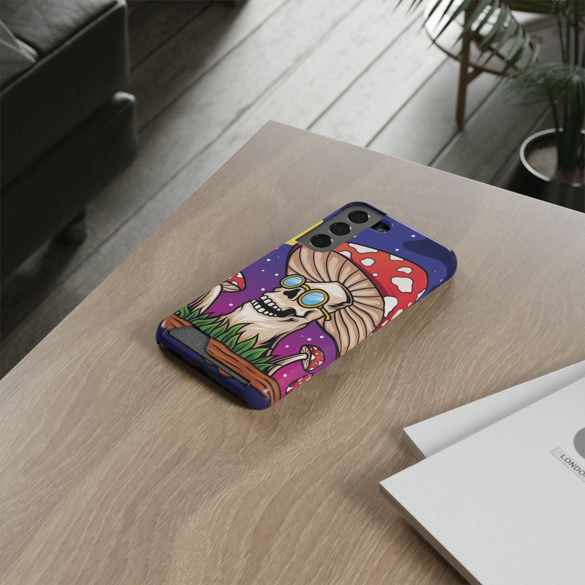 Mushroom Skull Phone Card Case With Card Holder