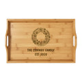 Engraved Bamboo Serving Tray — Floral Wreath Decorative Kitchen Tray