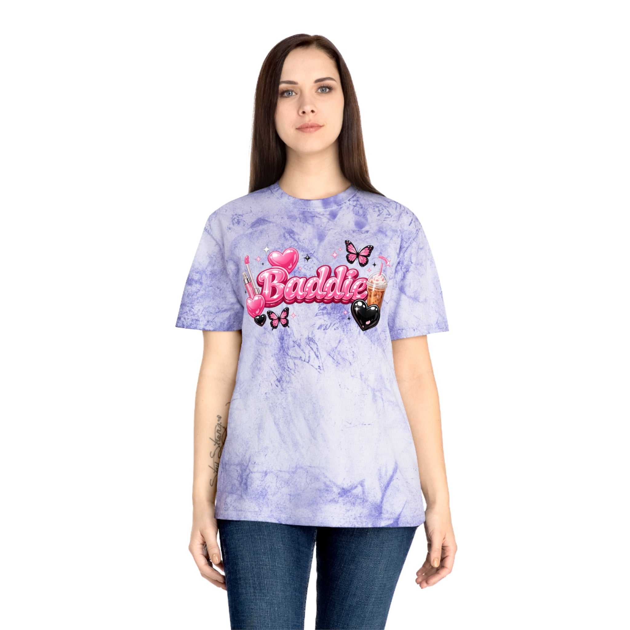 Baddie Pink Heart Graphic T-Shirt — Girly Butterfly Aesthetic Tee