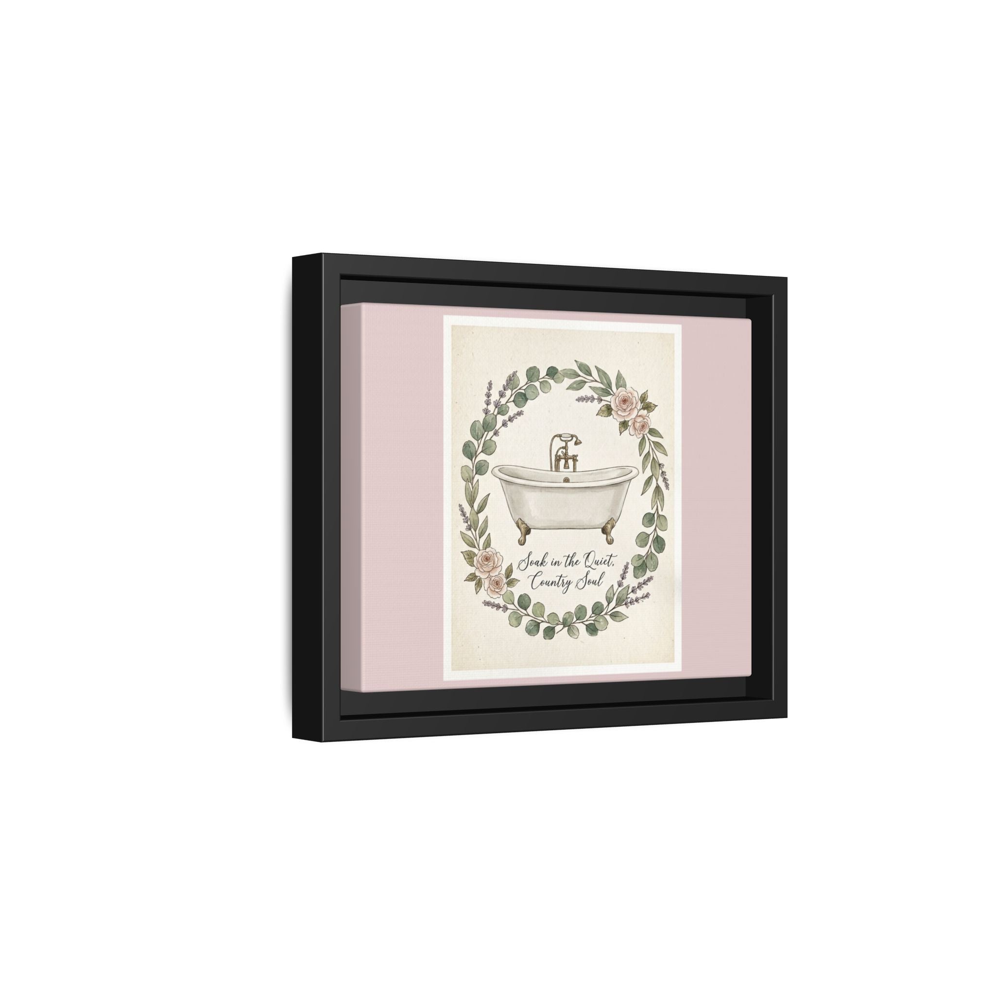 Framed Canvas Wall Art - 'Soak in the Quiet, Country Soul' Vintage Bath Print