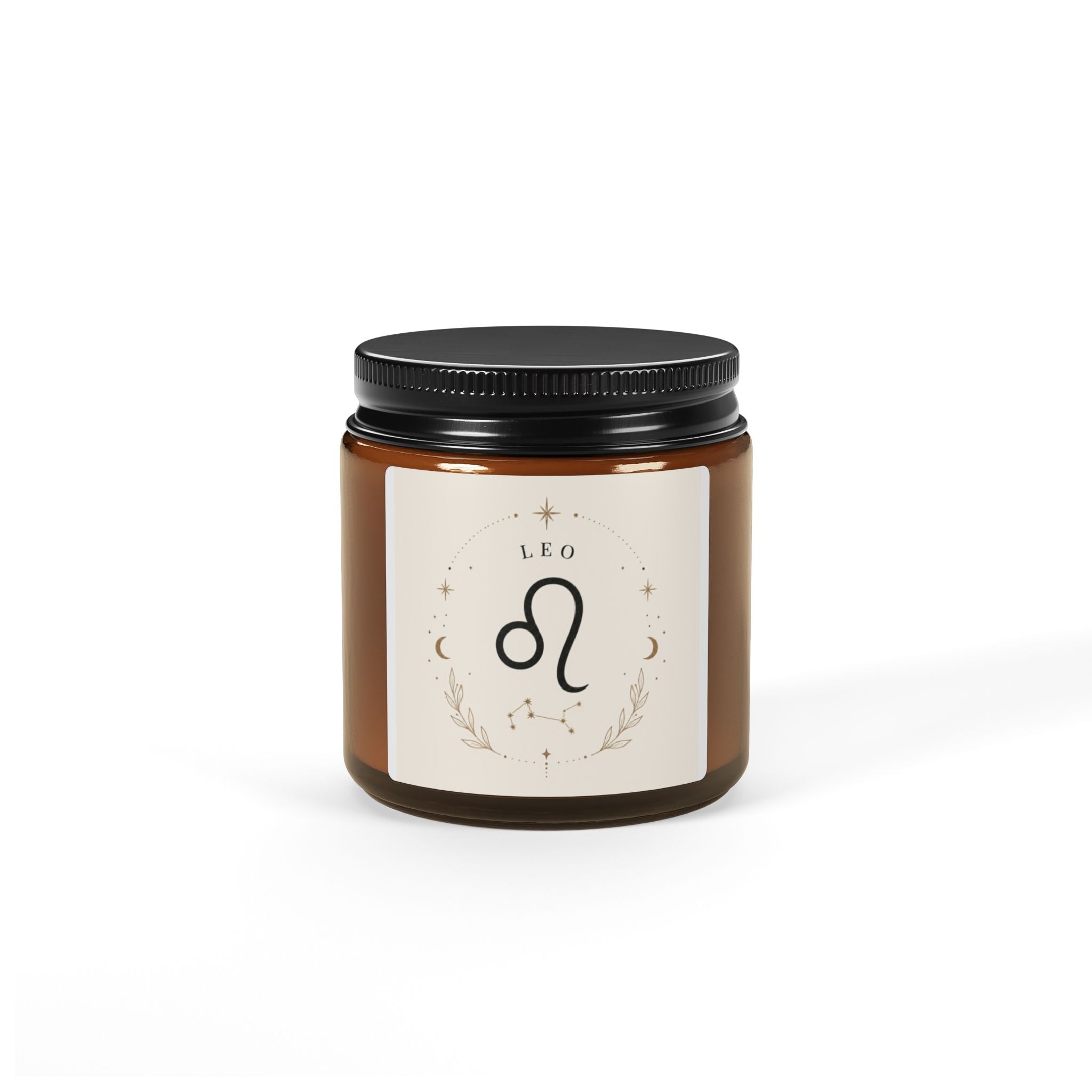 Leo Zodiac Scented Soy Candle — Amber Jar Aromatherapy Candle (Multi-Size)