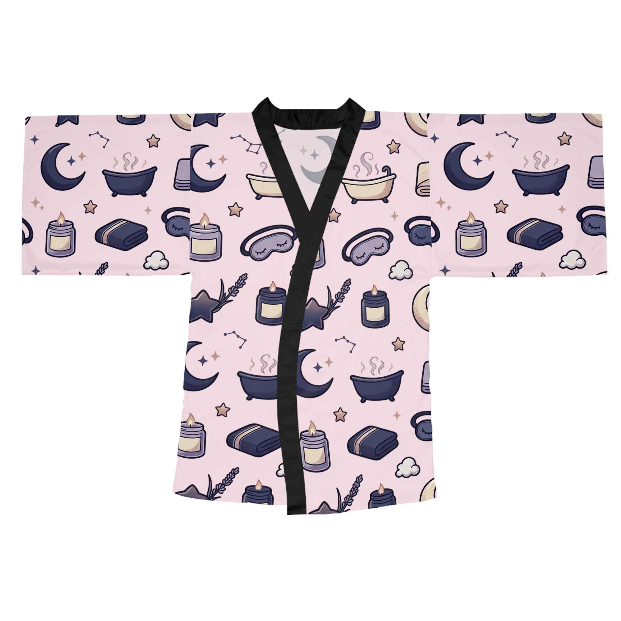 Sleepy Spa Kimono Robe — Bathtub & Moon All-Over Print