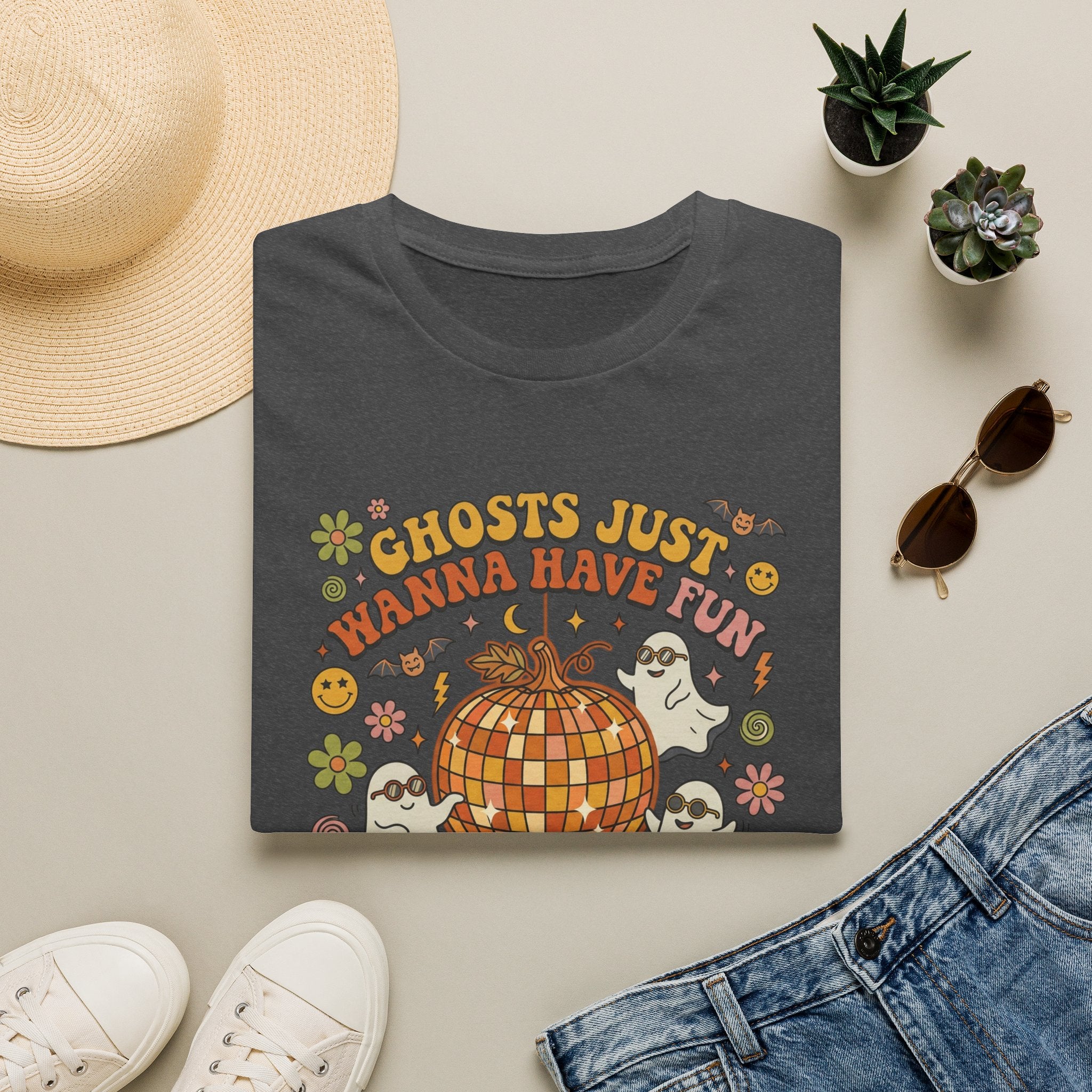 Ghosts Just Wanna Have Fun T-Shirt — Retro Halloween Disco Pumpkin Tee