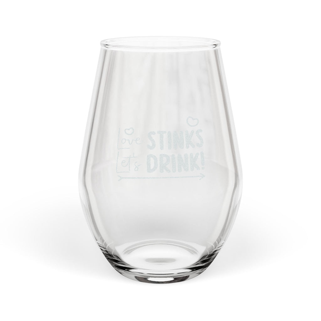 Engraved Stemless Wine Glass 11.5oz — Custom Sparkle State Silhouette