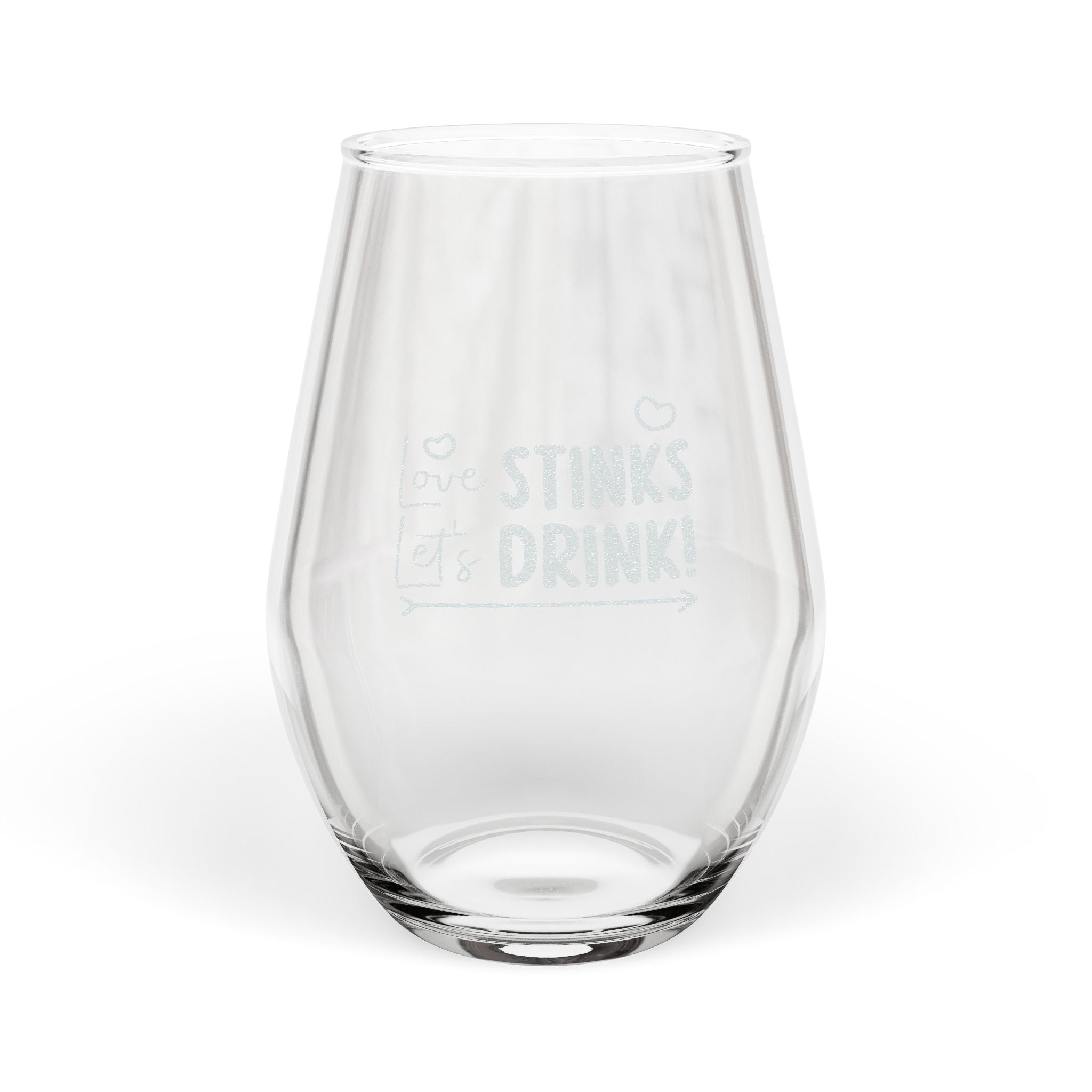 Engraved Stemless Wine Glass 11.5oz — Custom Sparkle State Silhouette