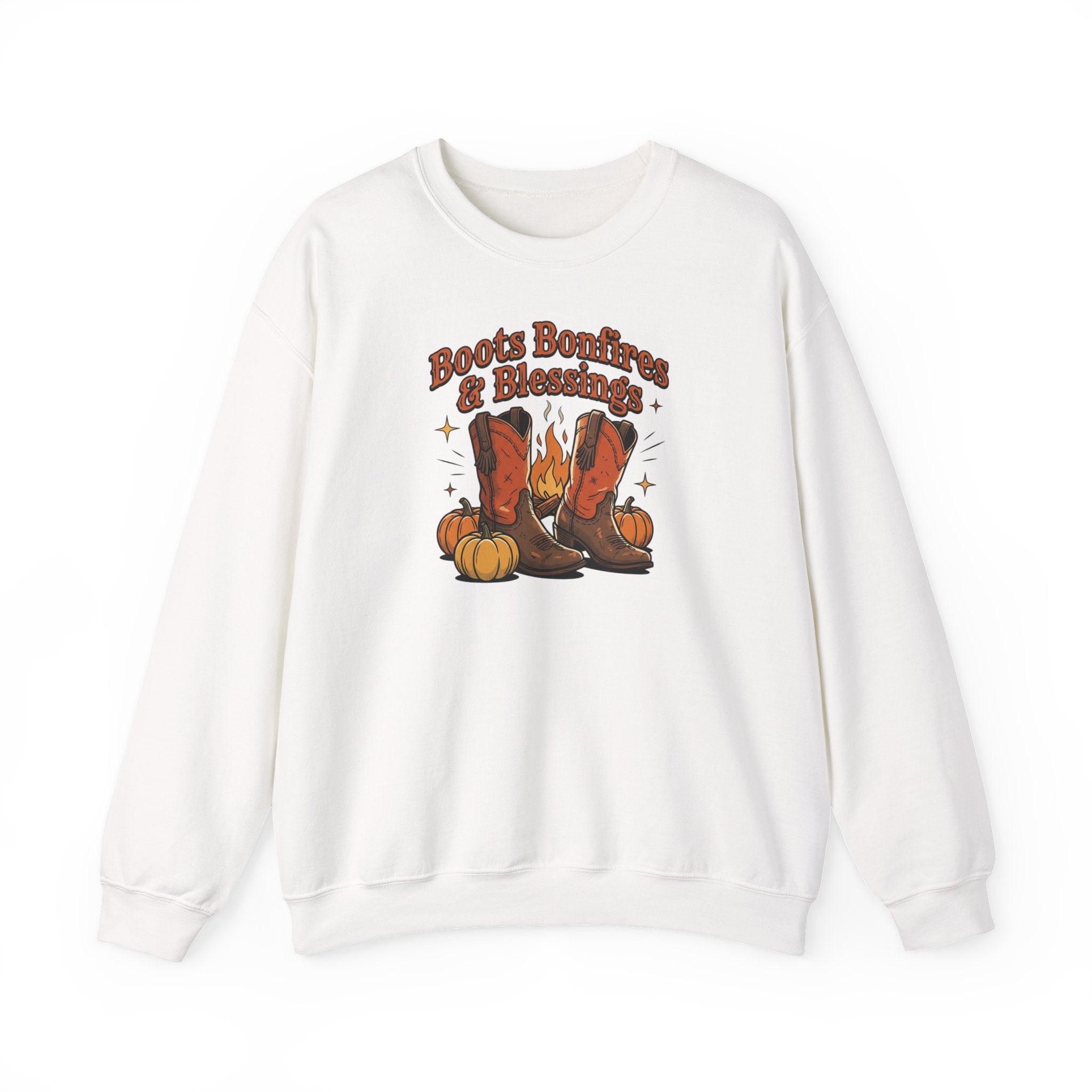 "Boots Bonfires & Blessings" Cozy Fall Pullover