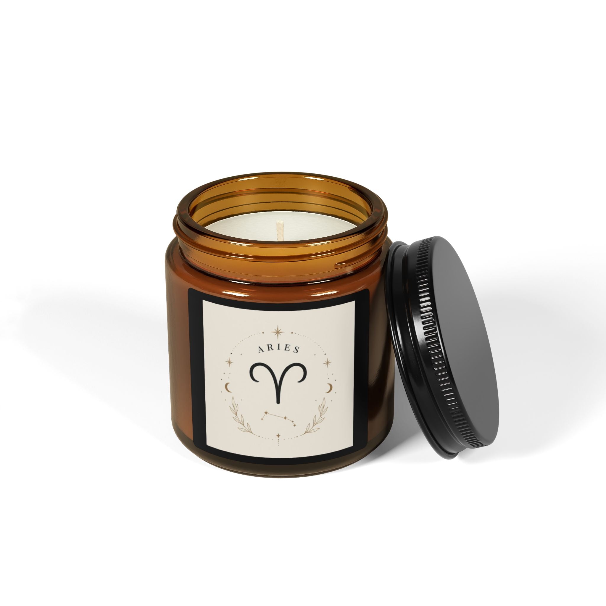 Aromatherapy Soy Candle — Amber Jar (Zodiac Aries Design)