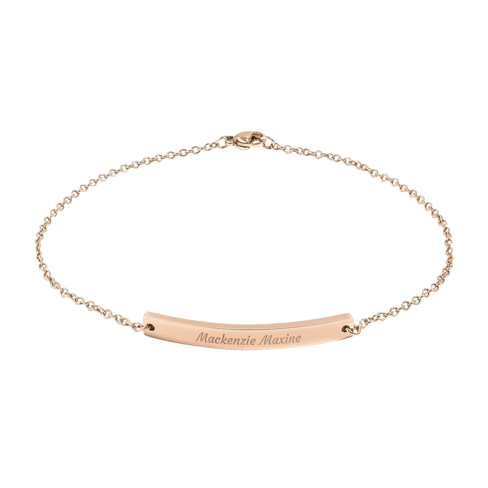 Personalized Curved Bar Anklet — Engraved Name Anklet, Minimal Gold or Rose Gold Jewelry Gift