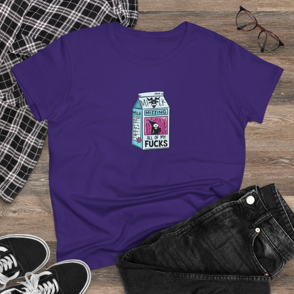 All My Fucks' Cartoon Milk Carton Women's T-Shirt
