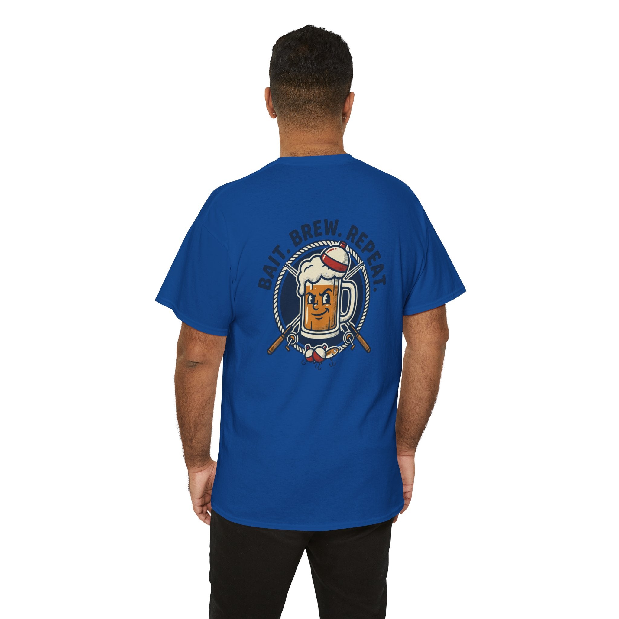 Beer & Fishing T-Shirt — “Bait. Brew. Repeat.” Graphic Tee
