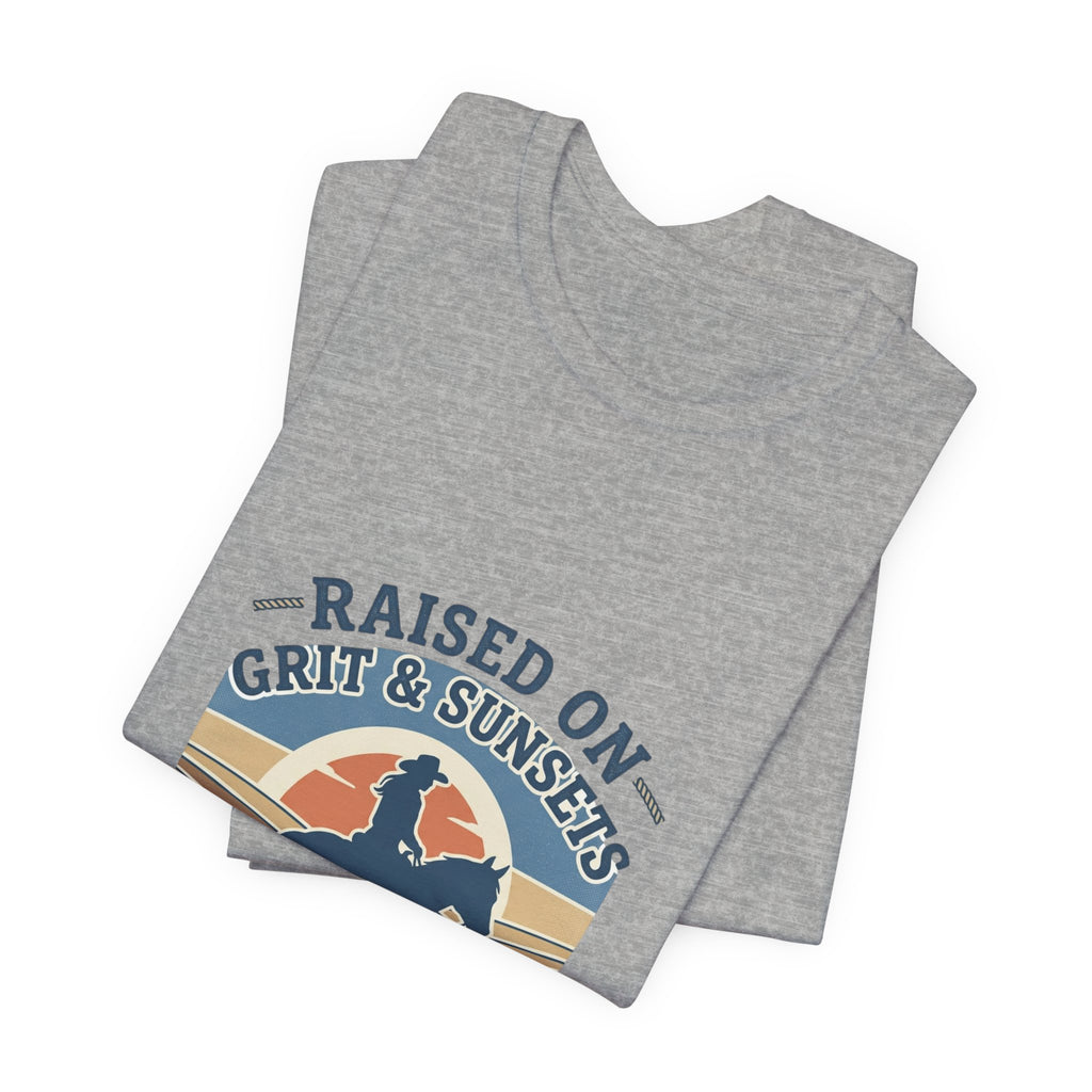 Raised on Grit & Sunsets Tee | western cowgirl ranch rustic prairie vintage