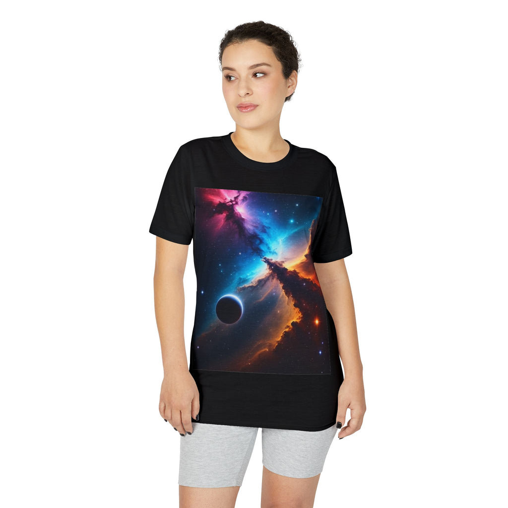 Cosmic Nebula T-Shirt — Vibrant Space Galaxy Tee with Planet Design