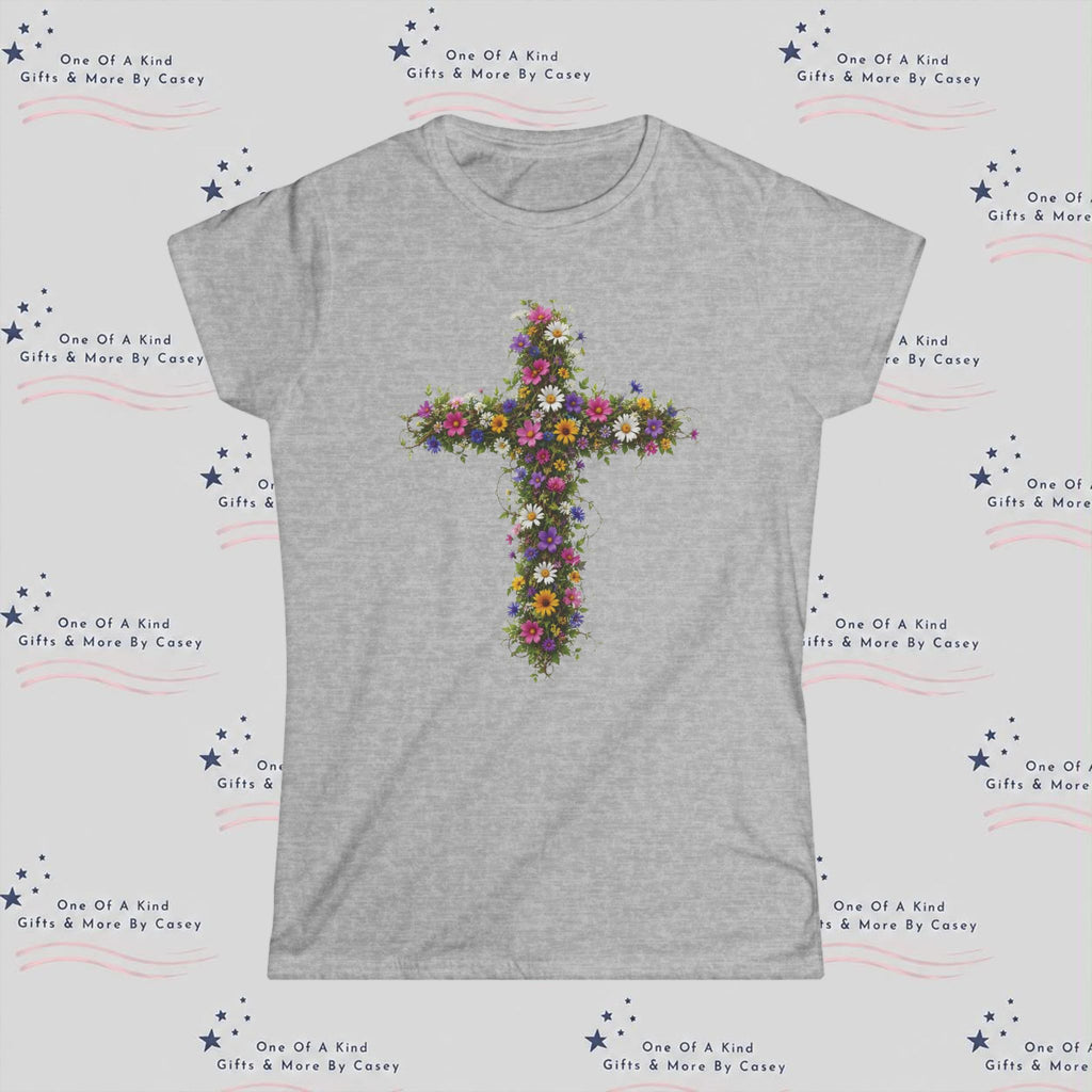 Floral Cross Women's Tee —  Spring Bouquet Shirt