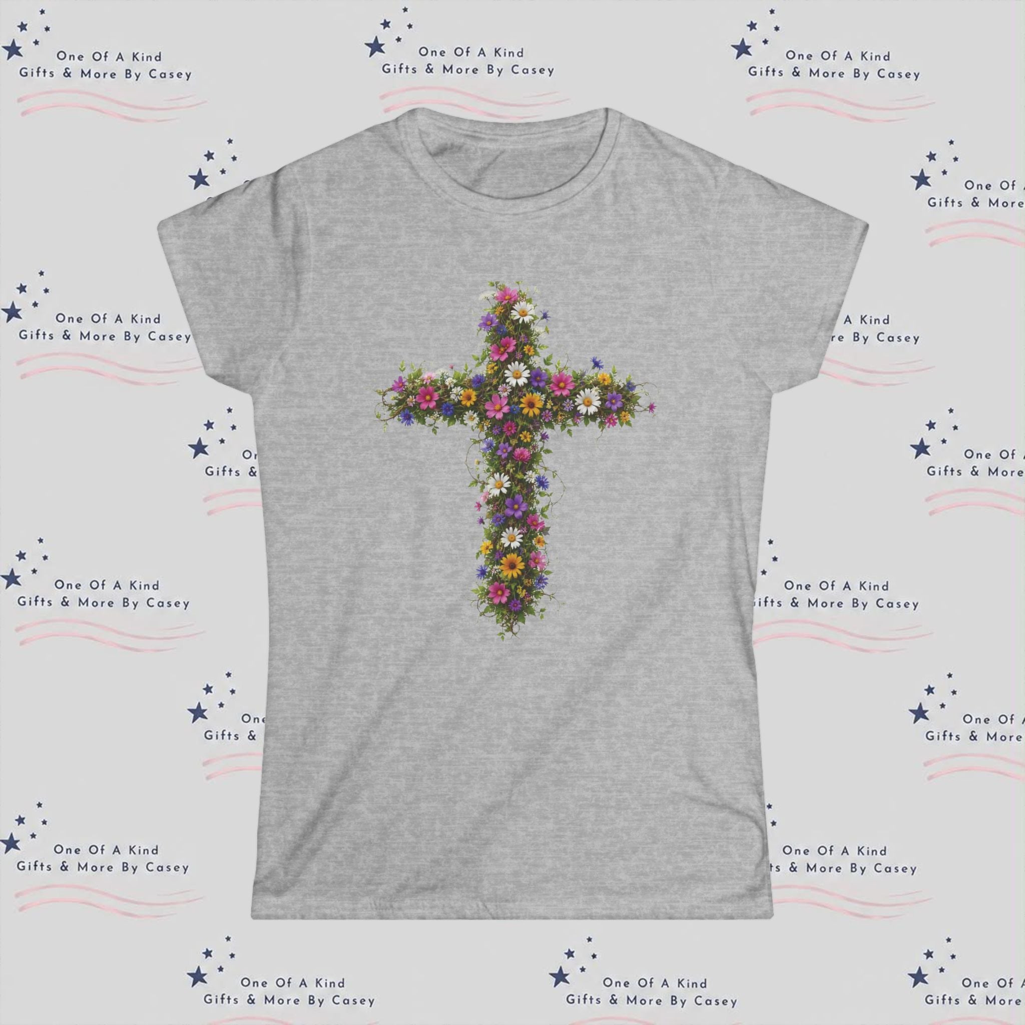 Floral Cross Women's Tee —  Spring Bouquet Shirt