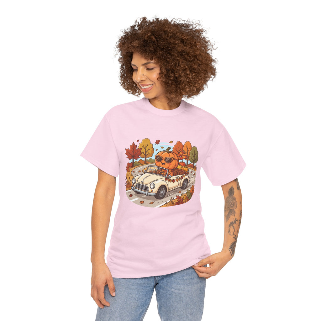 Autumn Roadtrip Tee — Pumpkin Driver Vintage Car Fall Shirt