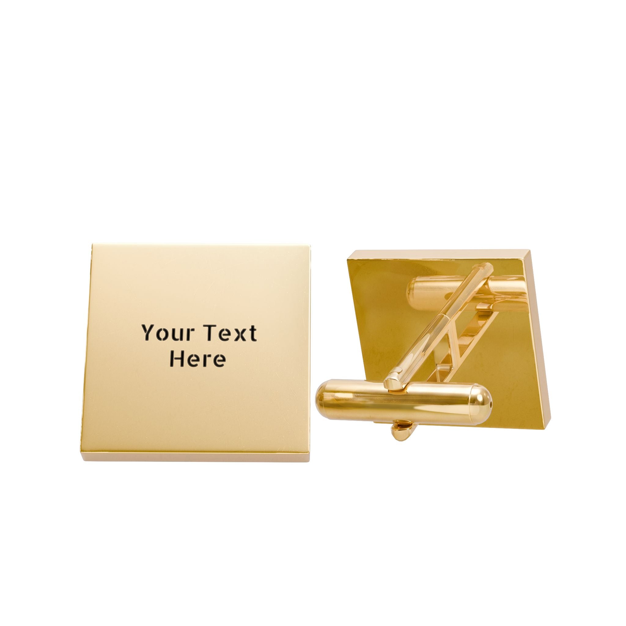 Personalized Gold Square Cufflinks — Custom Engraved "Print it your way" Formal Accessories