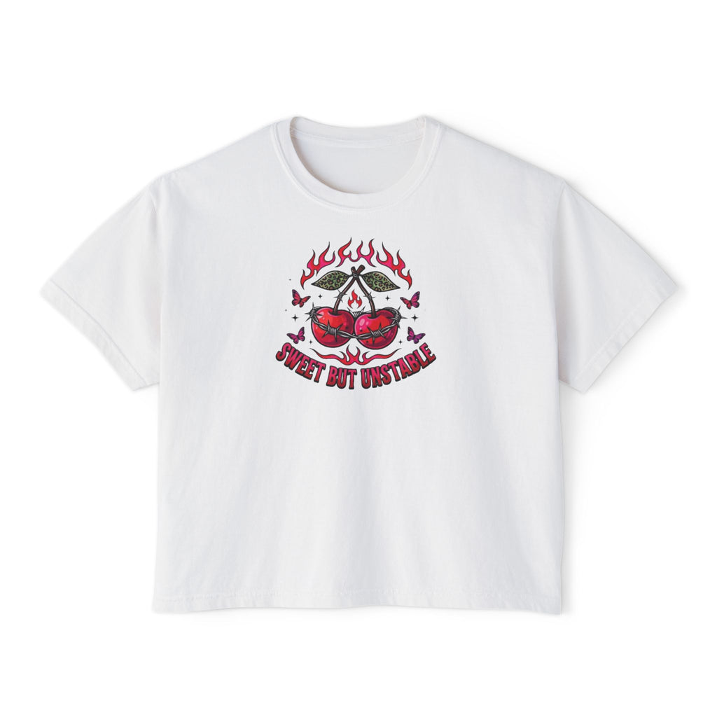 Sweet But Unstable Boxy Tee — Women's Cropped Graphic T-Shirt